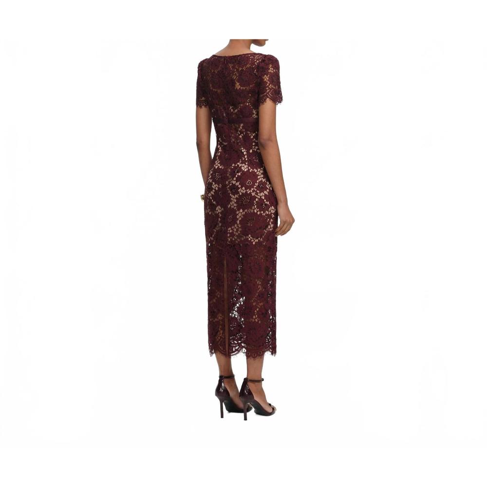 Self-Portrait Burgundy Lace Midi Dress - Picture 3 of 5
